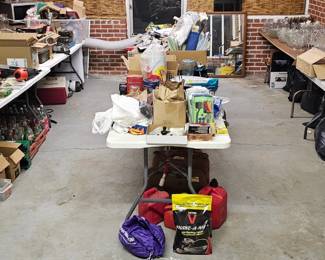 Hand tools, hardware, plumbing parts, HVAC insulation, coolers, camp stove, handheld vacuum and vacuum bags, CB radio, gas cans, pond filter medium