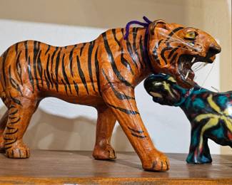 Tiger carved from teak wood. Any LSU Tiger fans out there?