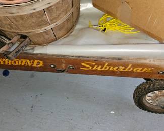 vintage wooden Greyhound toy wagon