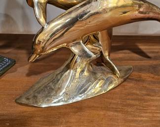 brassware including a pair of dolphins, a pair of sailboats and more