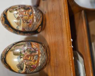 Mid-century Japanese Satsuma-style ceramic eggs