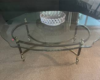 Glass and Brass Coffee Table