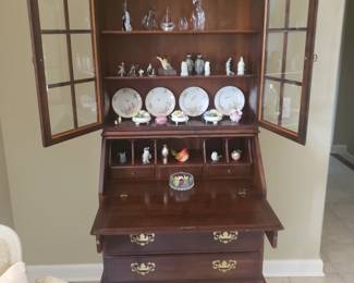 Secretary drop leaf desk w shelving