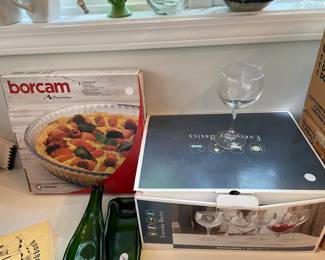 sets of glassware & serving dishes