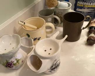 vintage shave brush & mug collection