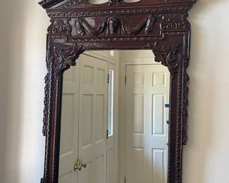 APPROX 4 FT CARVED WOOD MIRROR STATEMENT PIECE FOR SURE