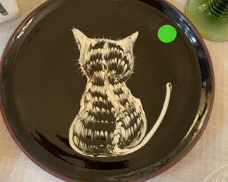 Tenley pottery cat plate