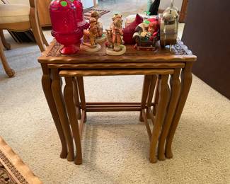Carved wooden stacking tables
