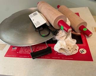 Lefse griddle, rolling pins, rolling pin covers, pastry wooden board for rolling out the lefse
