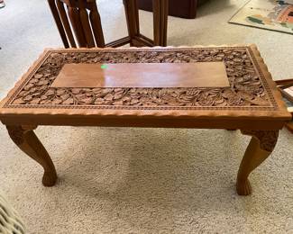 Carved wooden coffee table