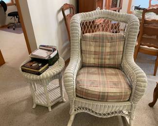 Wicker chair and round side table