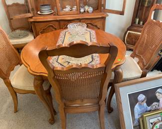 Dining room set, four chairs, three leaves, matching china cabinet