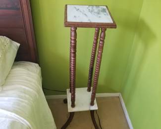 Marble top plant stand with shelf