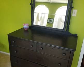Antique dresser with mirror on wheels