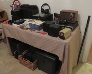 Radio Shack speakers, calculators, Looptone radio, Courier CB radio