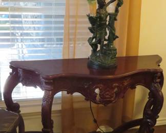 Art Nouveau style lamp, console table
