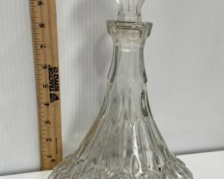 VINTAGE PRESSED GLASS DECANTER w/ STOPPER