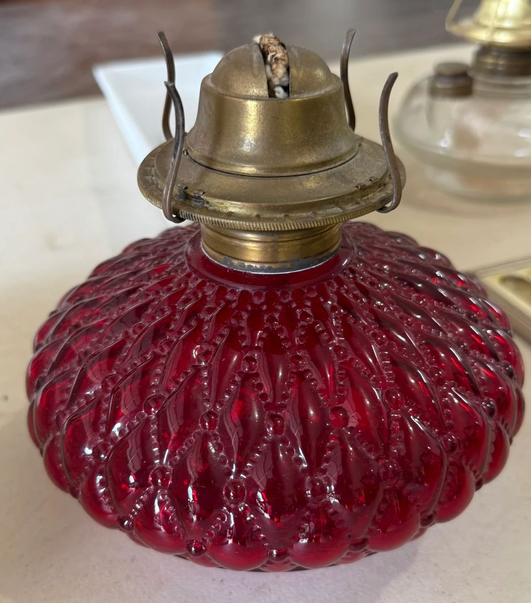 Cranberry Glass Oil Lamp Base