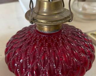 Cranberry Glass Oil Lamp Base