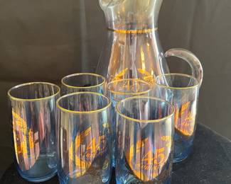 MID CENTURY PITCHER AND GLASSES