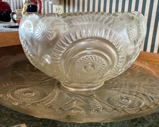 L E SMITH PINWHEEL AND STARS PUNCH BOWL SET