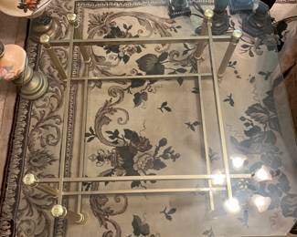 1980'S BRASS AND GLASS COFFEE TABLE