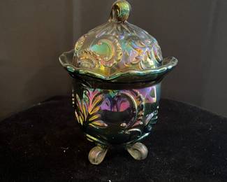 IMPERIAL GLASS COVERED CANDY JAR