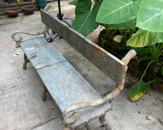 Solid Bronze Faux Bois Garden Bench 