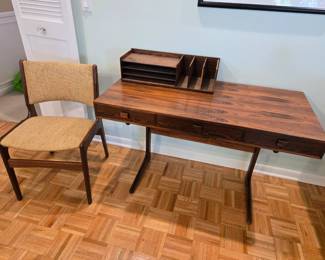 MCM Georg Petersens Rosewood Desk and separate File holder, plus MCM chair--made in Denmark