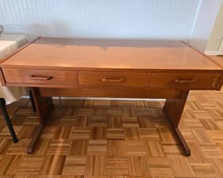 VI-MA Mobler  Teak desk with hidden file (top of the desk moves to show hidden file)