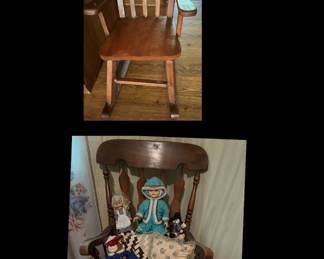 Antique Child’s Rocker, Solid Wood Rocker 