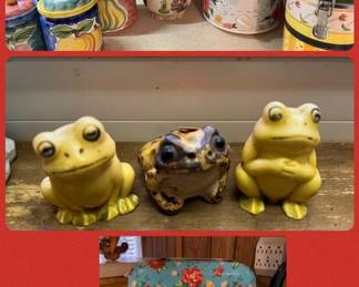Pioneer Woman items, Canisters and tiny Frogs