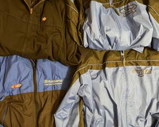 Vintage Dickies jacket, Chevrolet and Ford wind breaker jackets, Vintage NASCAR Husqvarna jacket