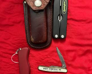 Remington Multi Tool Knife with Leather case, Advertising Mother of Pearl knife