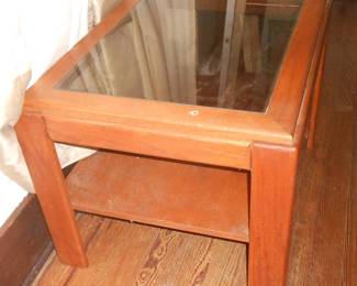 Glass and oak end table