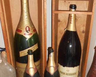 Oversized vintage champagne bottles