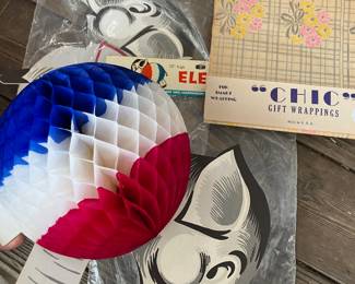 lots of vintage paper decor , wrapping, stationary , cards etc..