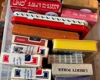 cards most never opened . vintage and bee casino decks never opened