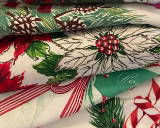 vintage Christmas tablecloths