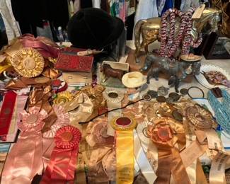 vintage horse show ribbons trophy's
