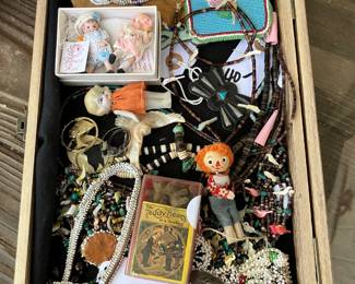 vintage sterling pcs, beaded pcs , mini dolls etc