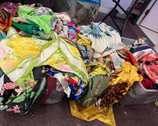 bins full of vintage silk and rayon scarfs