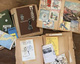 vintage scrap books and tons of vintage maps and travel ephemera
