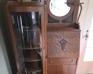 American Oak Secretary Bookcase