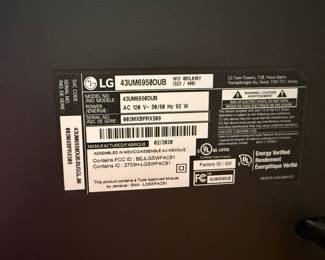 43" LG Smart television - model 43UM6950DUB