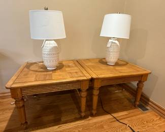set of end table and beautiful new set of white lamps