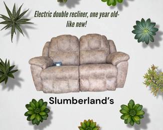 Slumberland's Electric double recliner love seat; one year old - LIKE NEW