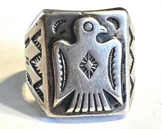 1930 Cast Silver Thunderbird ring