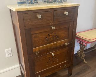 Walnut barber's cabinet