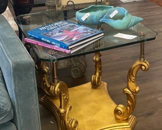 Two mid-century end tables with matching coffee table
